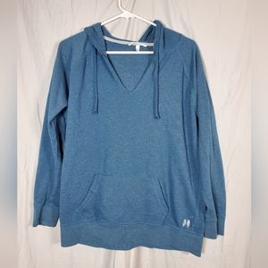Victoria Secret Blue medium V neck pullover hooded sweatshirt